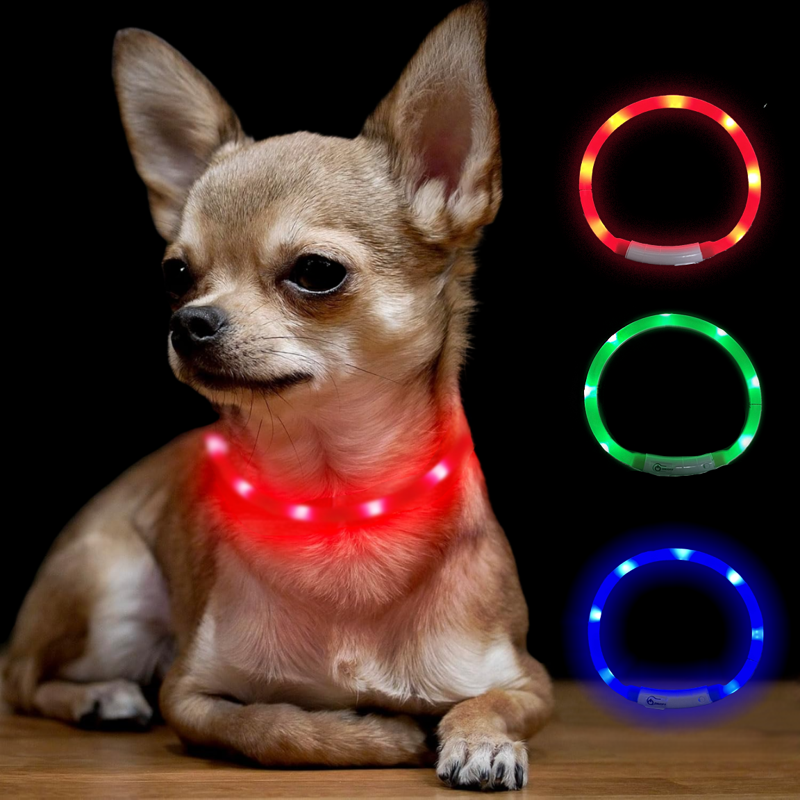 Tech Dog Accessories - Silicone LED Dog Collar,USB Rechargeable Glowing,