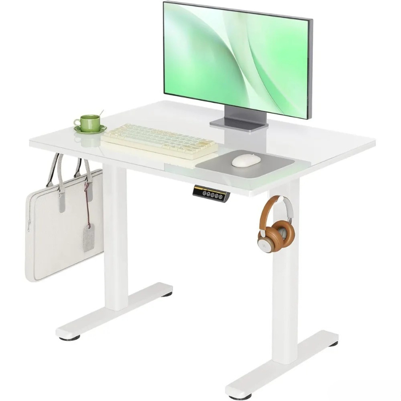 Laptop Stand Bamboo - Small Glass Standing Desk, 35x20 Inch