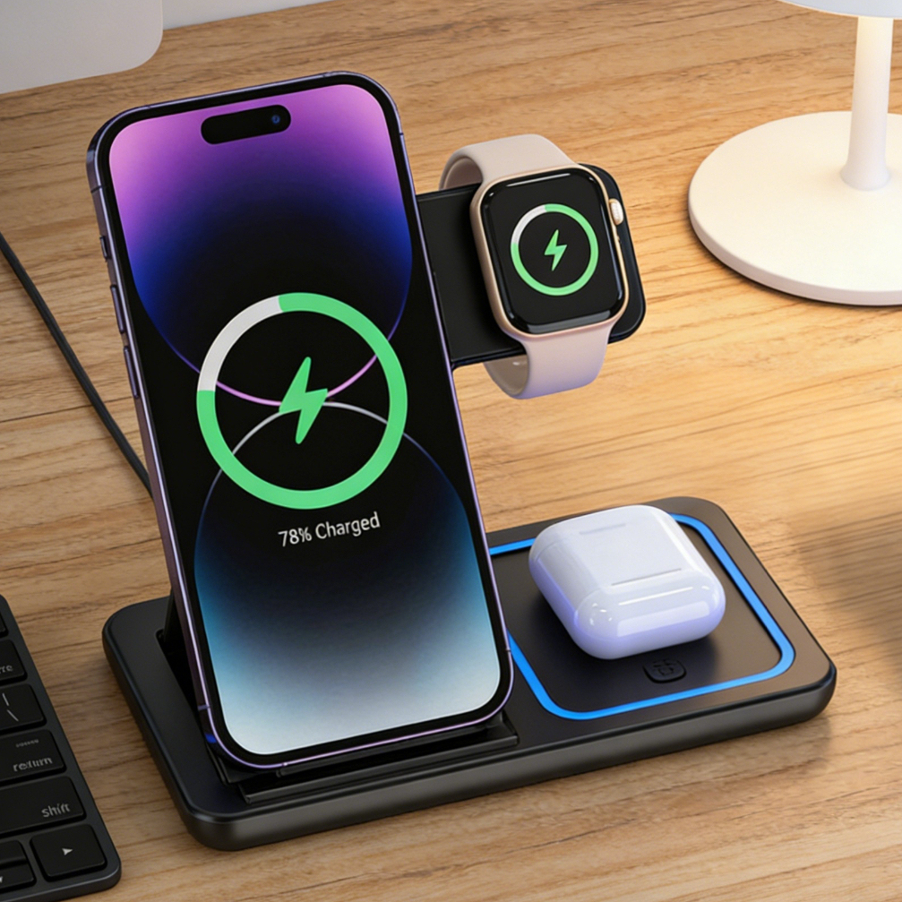 Wireless Charger 3 In 1 - Foldable 3 in 1 Wireless Charging