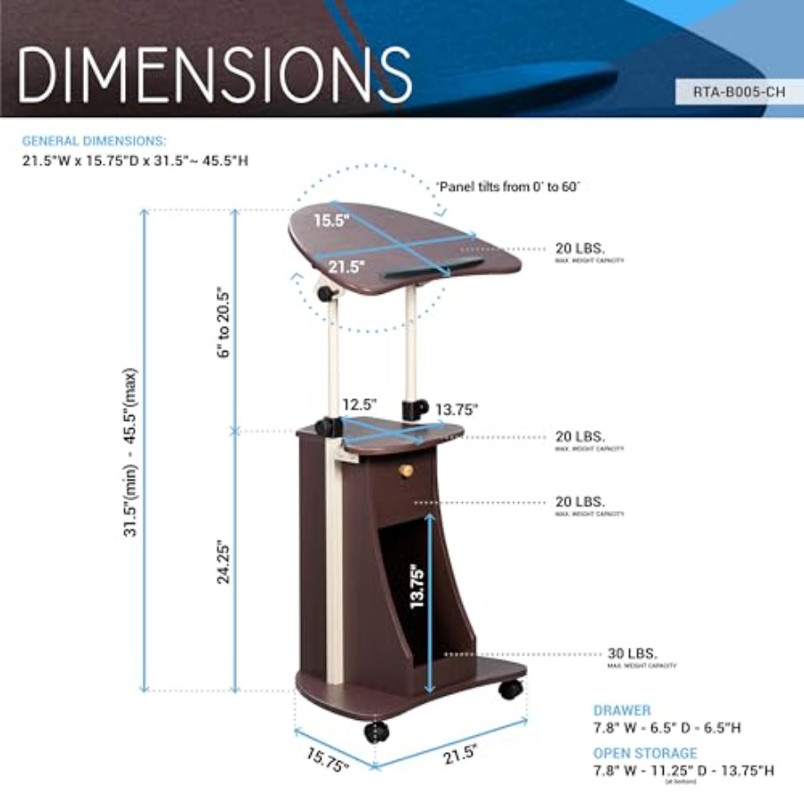 Sit-to-Stand Rolling Adjustabl - Laptop Stand Bamboo recensione e prezzo