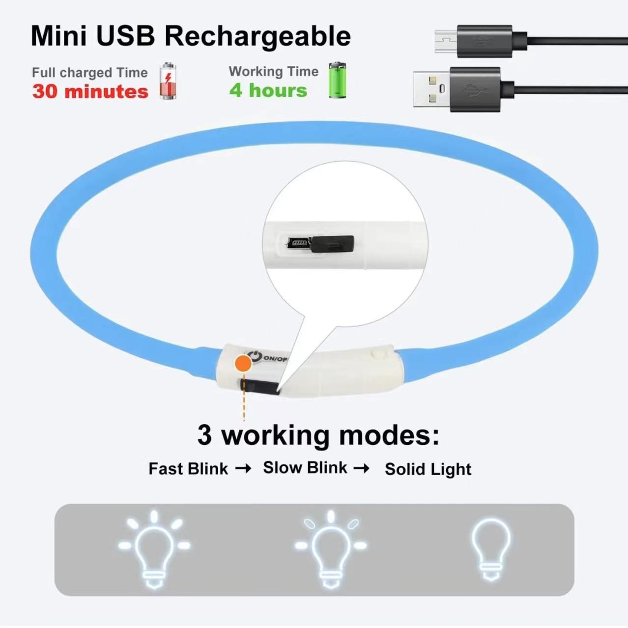 Silicone LED Dog Collar Rechar - Tech Dog Accessories recensione e prezzo