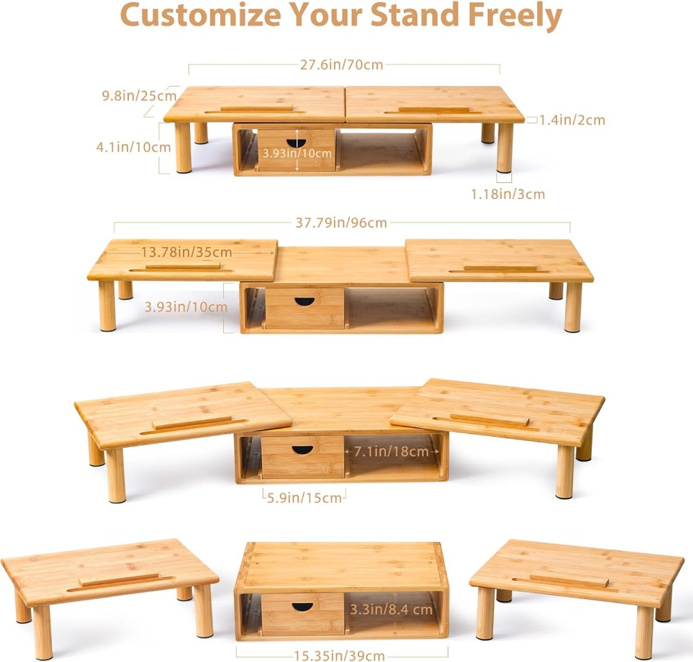 Dual Monitor Stand Riser with  - Laptop Stand Bamboo recensione e prezzo