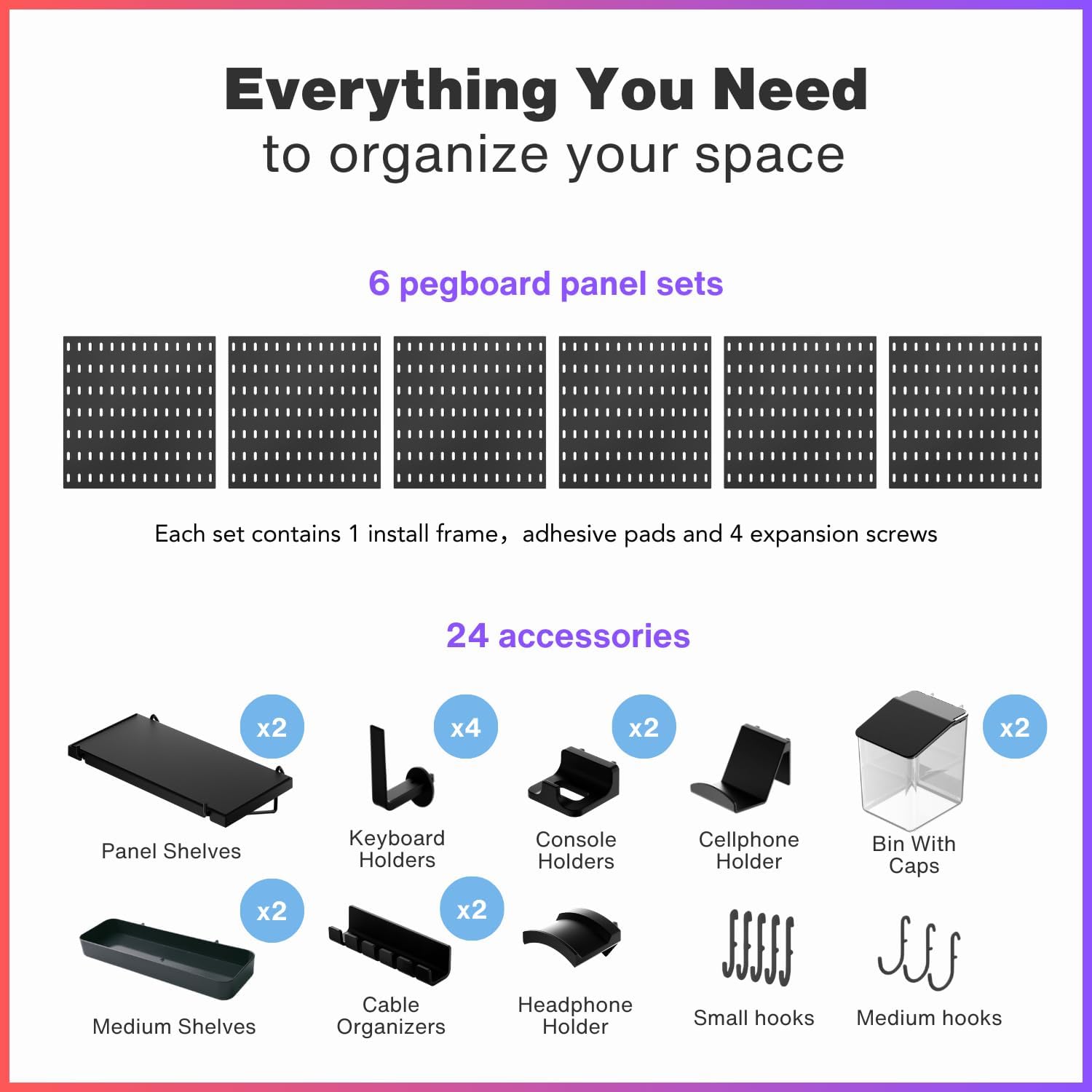 Peg Board Wall Organizer for G - Tech Accessories Images recensione e prezzo