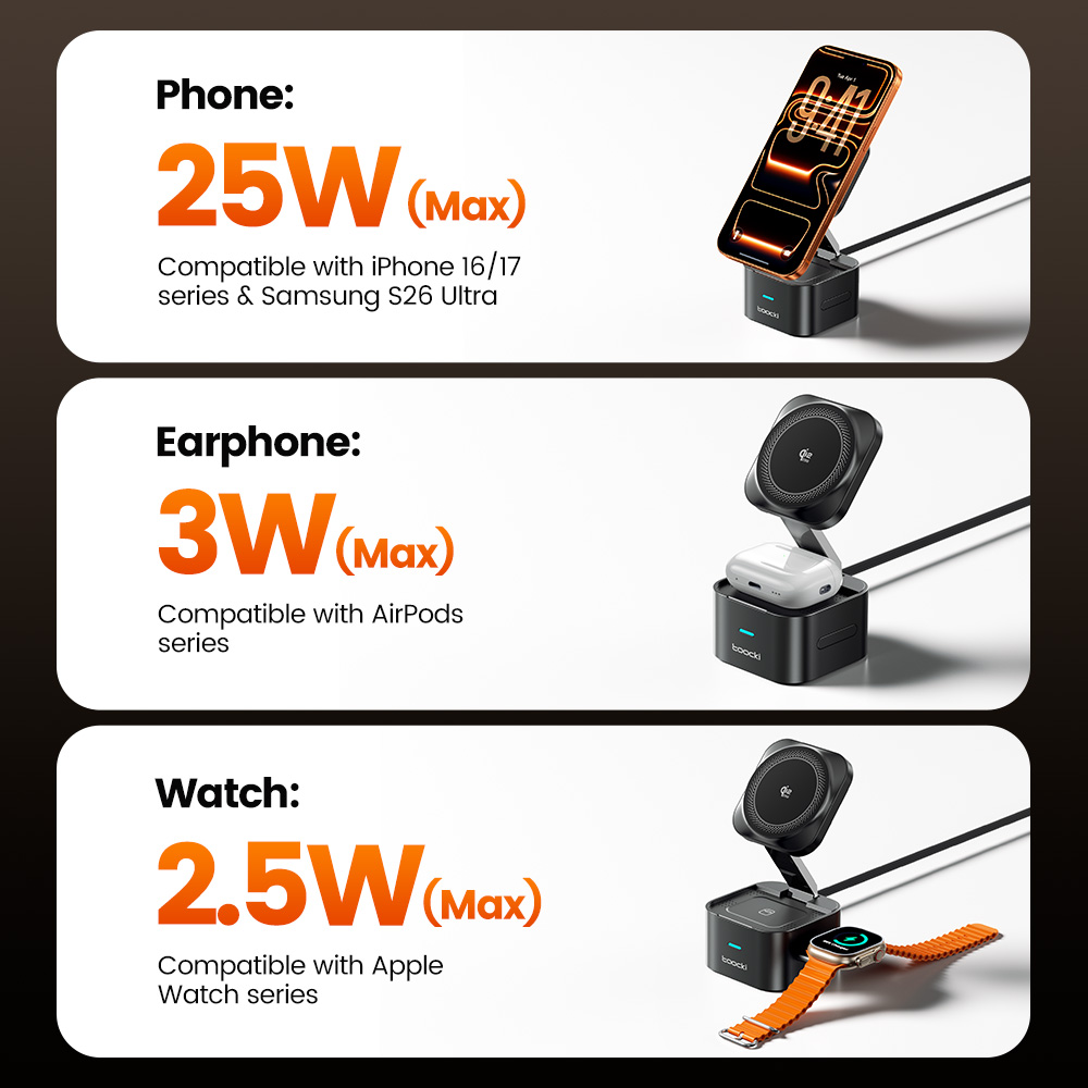 Toocki QI2.2 25W Wireless Char - Wireless Charger 3 In 1 recensione e prezzo