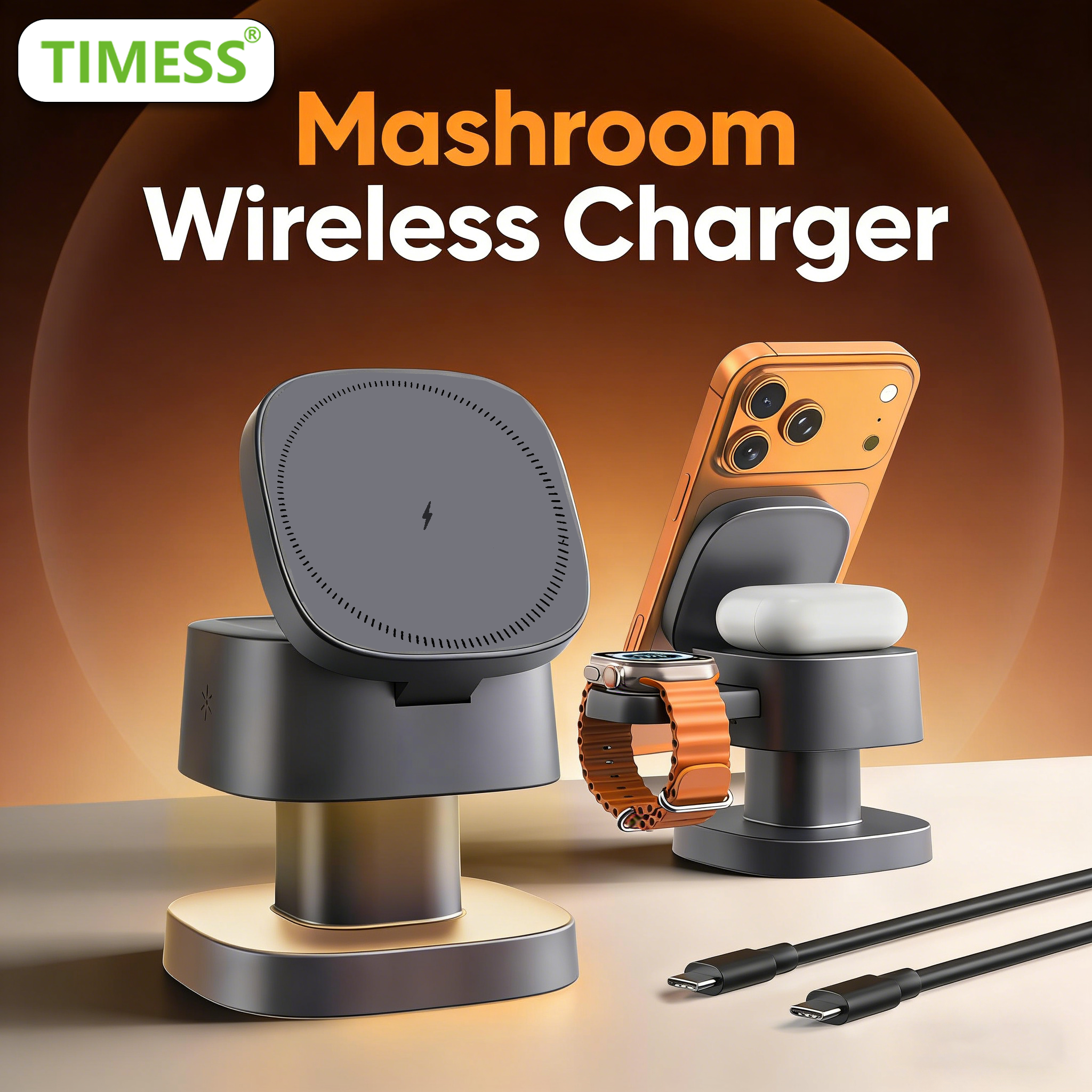TIMESS Night Light Mashroom Wi - Wireless Charger 3 In 1 recensione e prezzo